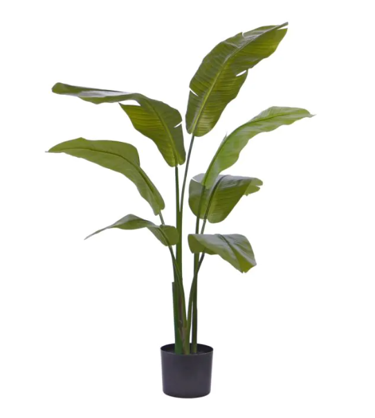 Decoratieve kunstplant met natuurlijke uitstraling in zwarte keramische pot, ideaal voor woonkamer of kantoor.