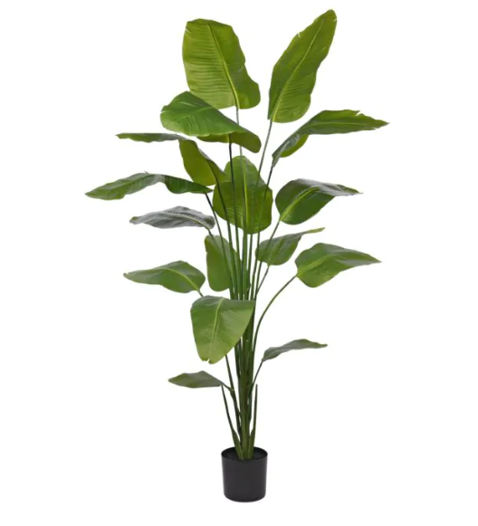 Decoratieve kunstplant met natuurlijke uitstraling in zwarte keramische pot, ideaal voor woonkamer of kantoor.