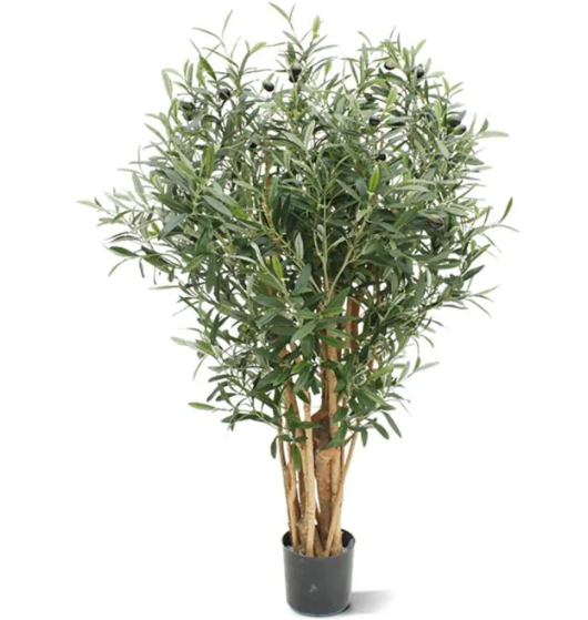 Moderne werkruimte met kunstplanten die zorgen voor een nette, duurzame en uitnodigende kantooromgeving.