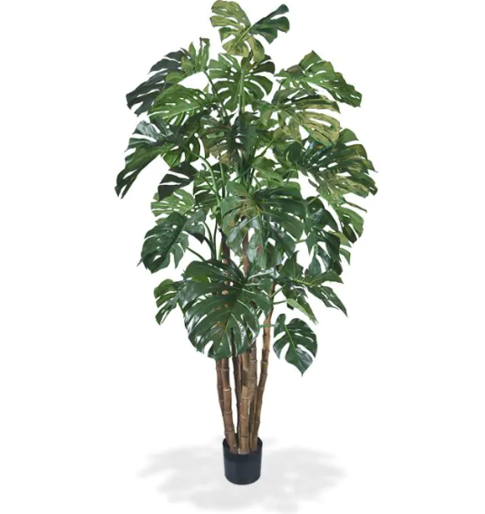 Moderne werkruimte met kunstplanten die zorgen voor een nette, duurzame en uitnodigende kantooromgeving.