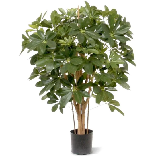 Moderne werkruimte met kunstplanten die zorgen voor een nette, duurzame en uitnodigende kantooromgeving.