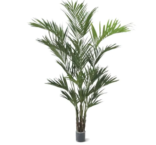 Moderne werkruimte met kunstplanten die zorgen voor een nette, duurzame en uitnodigende kantooromgeving.