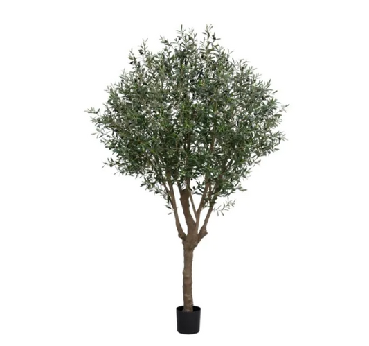 Moderne werkruimte met kunstplanten die zorgen voor een nette, duurzame en uitnodigende kantooromgeving.