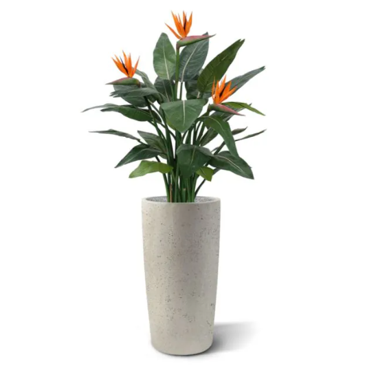 Decoratieve kunstplant met natuurlijke uitstraling in zwarte keramische pot, ideaal voor woonkamer of kantoor.