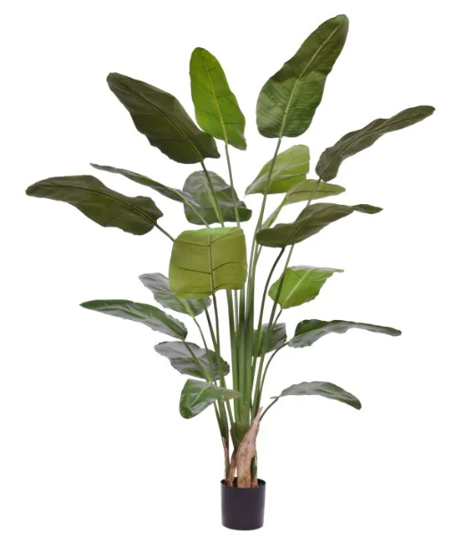 Decoratieve kunstplant met natuurlijke uitstraling in zwarte keramische pot, ideaal voor woonkamer of kantoor.