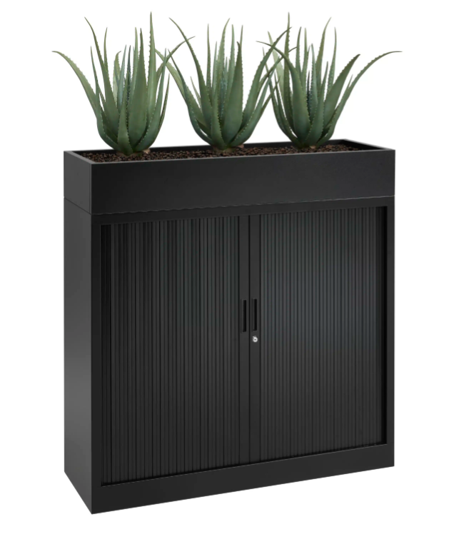 Grote groene kantoorplanten en roomdividers van planten in een open kantoortuin, gerealiseerd door Business Plants.