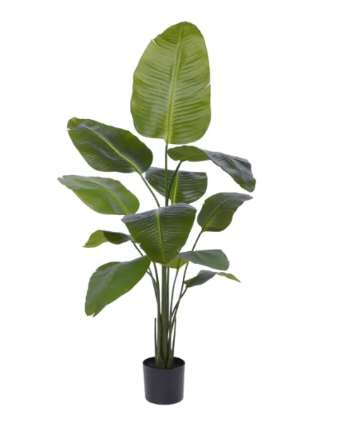 Decoratieve kunstplant met natuurlijke uitstraling in zwarte keramische pot, ideaal voor woonkamer of kantoor.