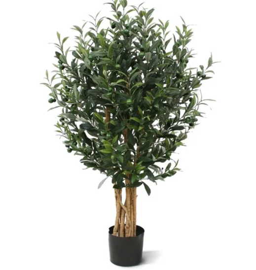 Moderne werkruimte met kunstplanten die zorgen voor een nette, duurzame en uitnodigende kantooromgeving.