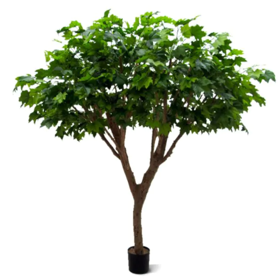 Moderne werkruimte met kunstplanten die zorgen voor een nette, duurzame en uitnodigende kantooromgeving.