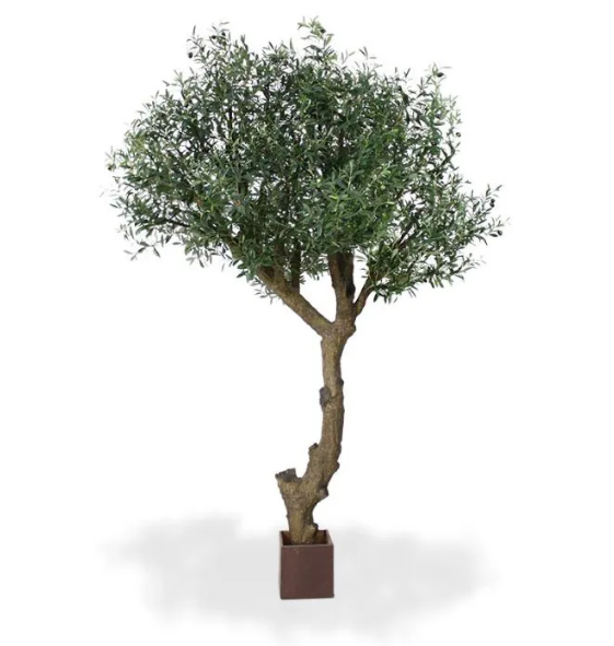 Moderne werkruimte met kunstplanten die zorgen voor een nette, duurzame en uitnodigende kantooromgeving.