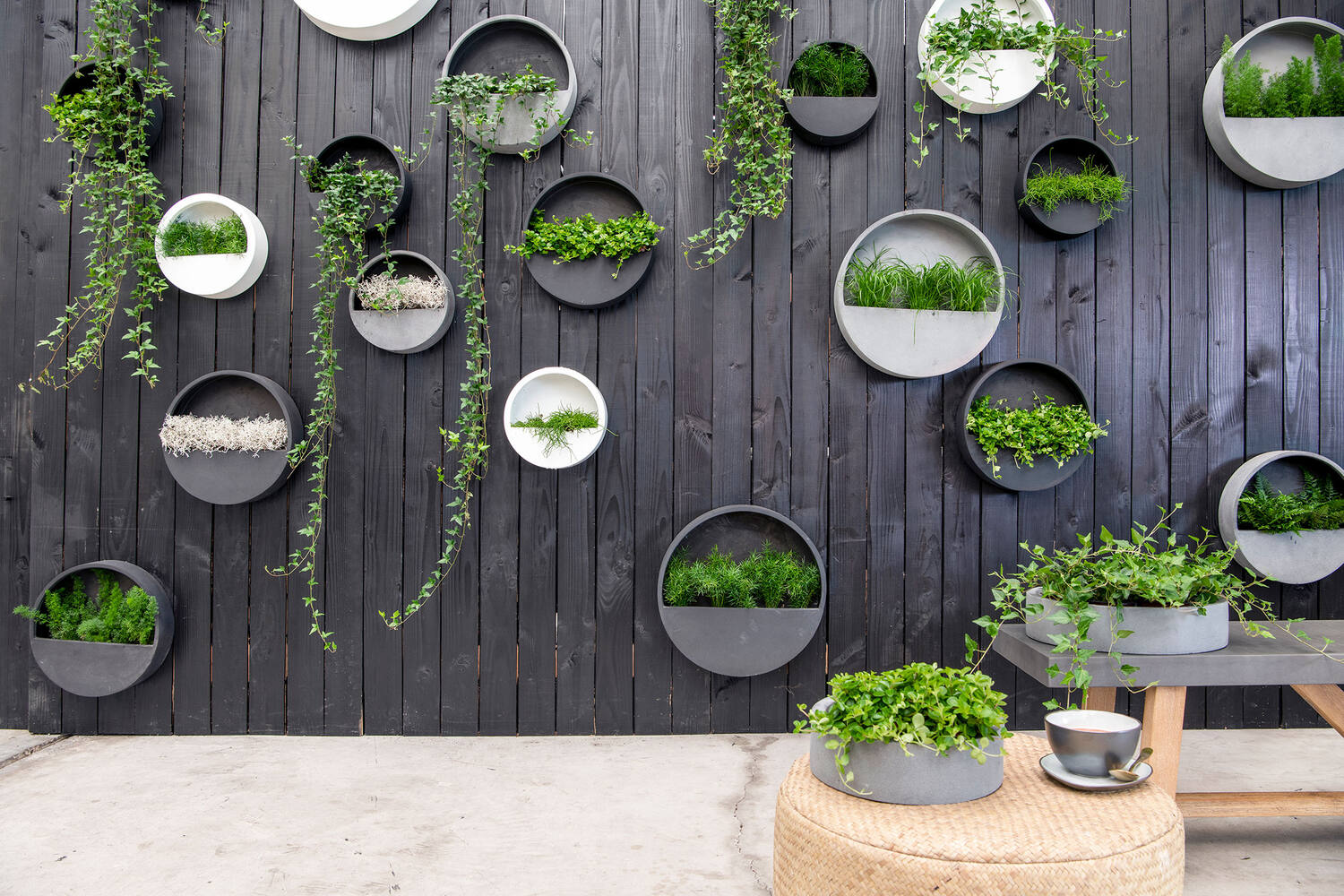 Akoestische plantenwand in modern kantoorinterieur